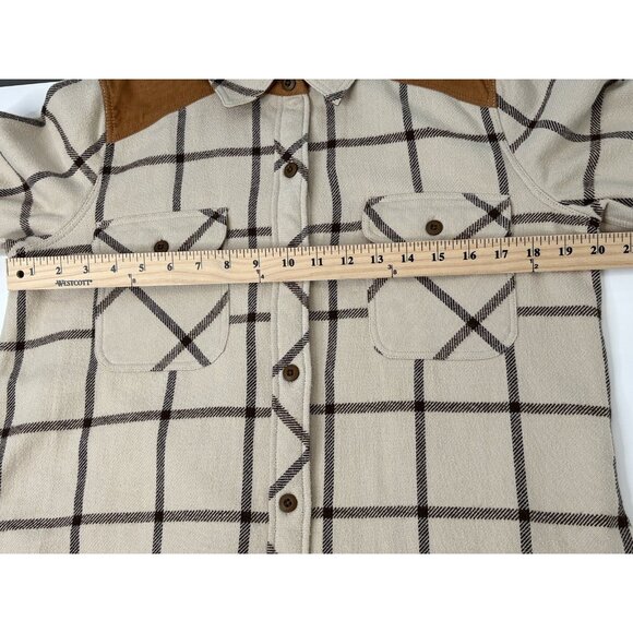 Faherty Daly Shirt Olivia Plaid Women’s Medium Flannel Tan Beige Button Up - Picture 13 of 16